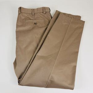 Oak Hill 42 x 34 Premium Pants Khakis Beige Pleated Cotton Casual Flex Waist